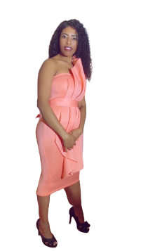 Founder in Brillante Style pink and elegant dress posing stylishly